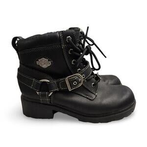 SOLD- Black Harley Davidson Moto Boots, Women's 7.5